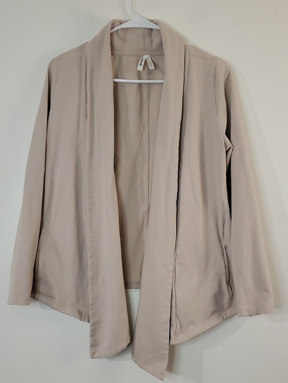 Pact Avenue Draped Light Taupe/Beige Open Front Women's Cardigan Size Medium